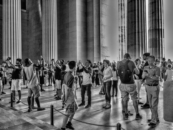Touristen am Lincoln Memorial
