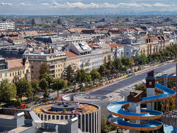 Blick vom Riesenrad gen Alte Donau